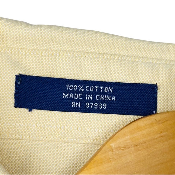 Alan Flusser Yellow Cotton Button Down Pocket Long Sleeve Casual Dress Shirt - Picture 8 of 11